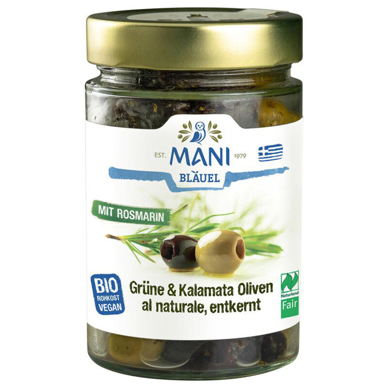 Bio olivy kalamata s z rozmarínom 175g MANI BLÄUEL