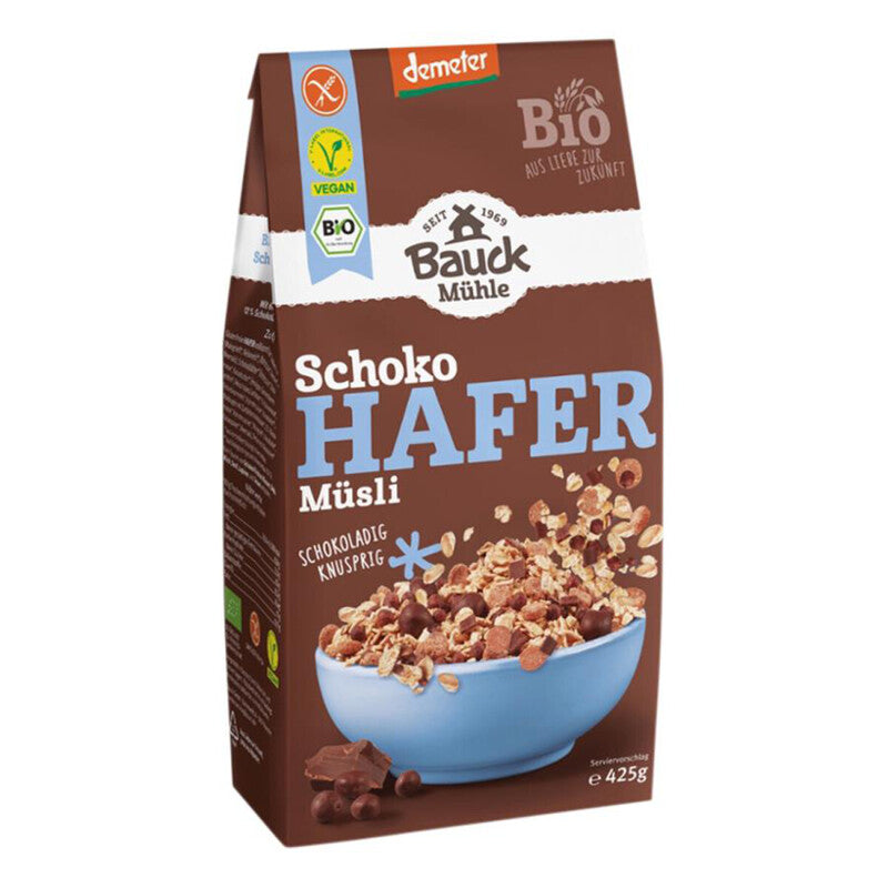 Čokoládové ovsené müsli bezlepkové demeter bio 425g Bauckhof
