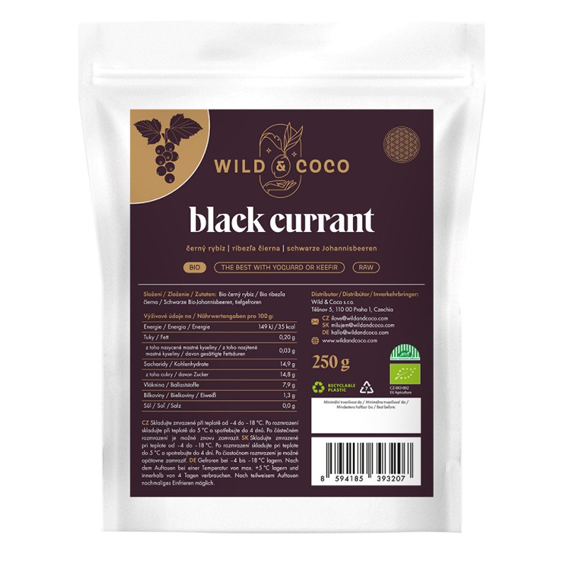 Čierne ríbezle mrazené bio 250g Wild&Coco