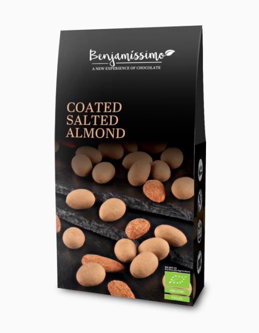 Solené mandle vo VEGAN čokoláde bio 60g Benjamissimo NEW