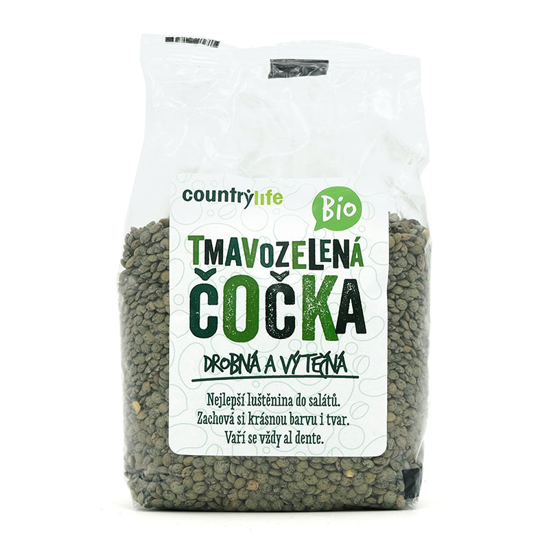 Šošovica tmavozelená bio 500g Country Life