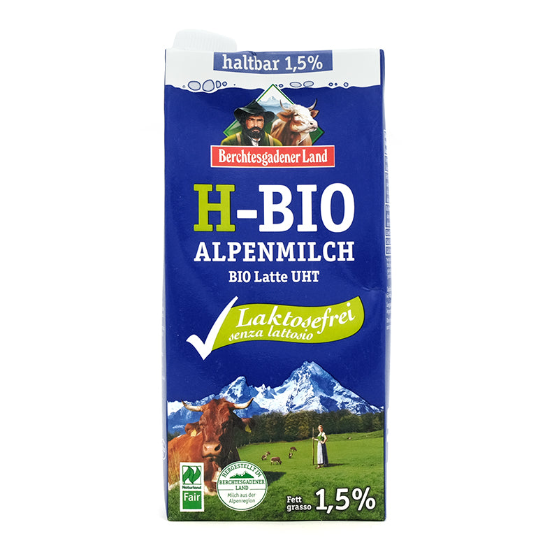 Alpské mlieko bez laktózy polotučné 1,5% UHT bio 1l Berchtesgadener Land