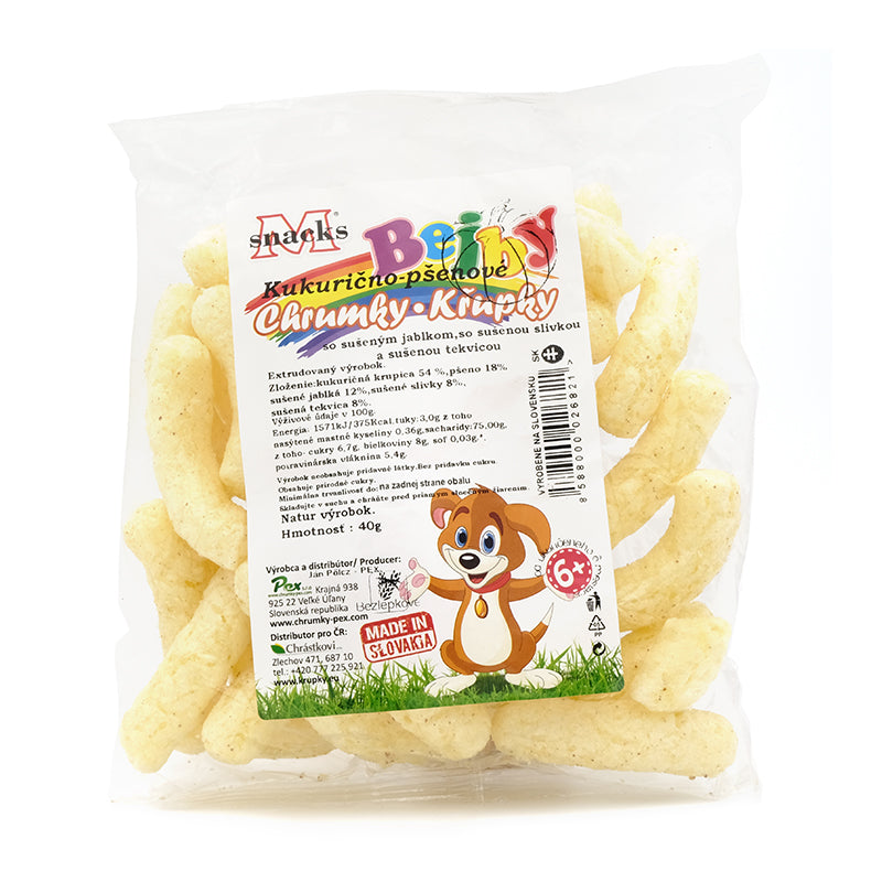 Bejby kukuričné chrumky jablko-slivka-tekvica 40g Msnacks