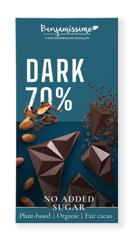 Horká čokoláda VEGAN 70% bez pridaného cukru bio 60g Benjamissimo NEW