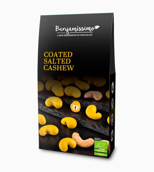 TOP CENA Kešu VEGAN obalené s kurkumou, zázvorom, citrónom a soľou bio 60g Benjamissimo