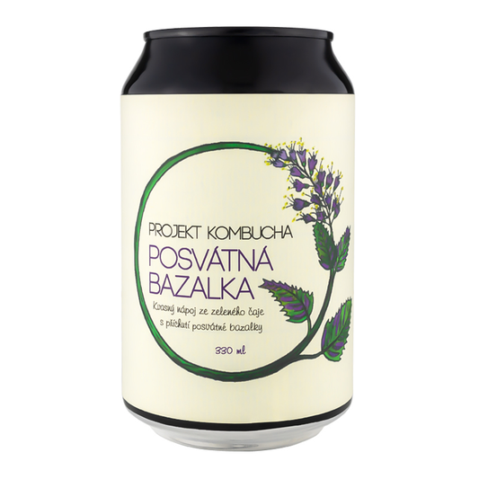 Kombucha Posvätná bazalka (Tulsi) 330ml Wild&Coco
