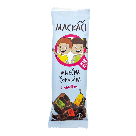 Mackáči - mliečna čokoláda s macíkmi 23g Pink Onion