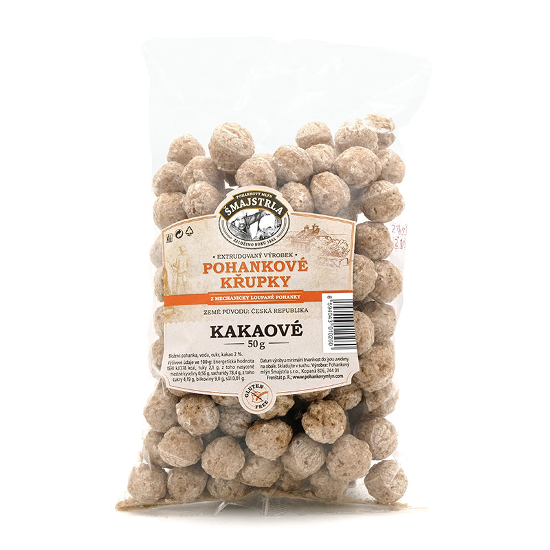 Pohánkové chrumky s kakaom bezlepkové 50g Šmajstrla