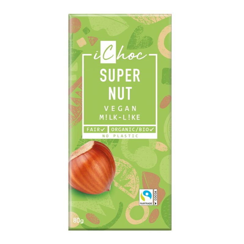 Čokoláda s orieškami svetlá Super Nut bio 80g iChoc