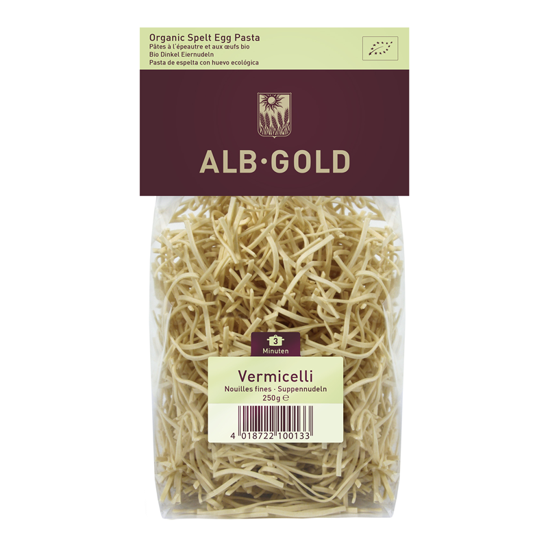 Špaldové vaječné rezance nitky Vermicelli bio 250g ALB
