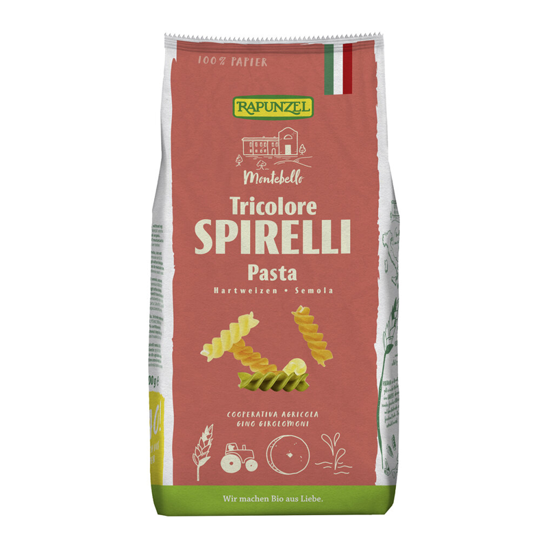 Cestoviny špirály farebné Spirelli bio 500g Rapunzel