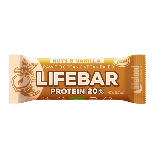 Tyčinka Lifebar proteín oriešková s vanilkou bio 40g Lifefood